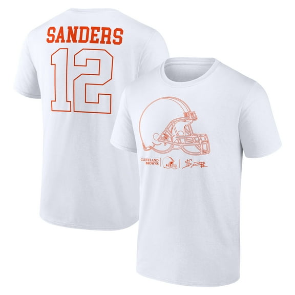 Men's Shedeur Sanders White Cleveland Browns Outline Player T-Shirt