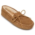 thumbnail image 1 of Minnetonka Men's Sheepskin Soft Leather Sole Moccasin Slipper, Tan, 8 W US, 1 of 4