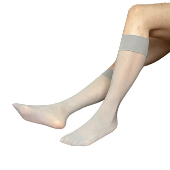 Men's Sheer Casual Socks Knee Highs Dress Socks Nylon Over the Calf Dress Socks