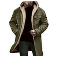 thumbnail image 1 of Men's Sherpa Fleece Coat Mid Length Zip-up Hooded Jackets Pockets Long Sleeve Warm Windproof Winter Outerwear (2XL, Army Green), 1 of 7