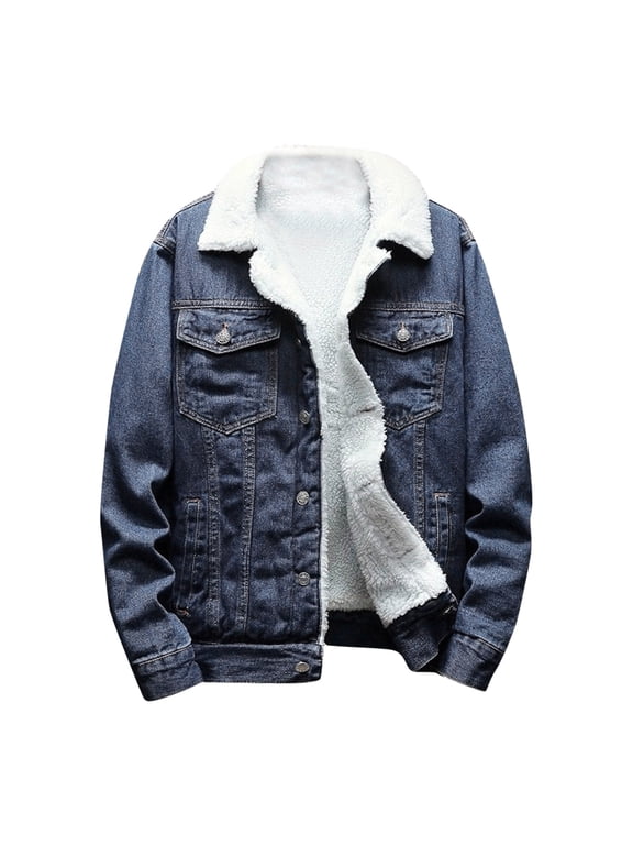 Men's Sherpa Fleece Lined Denim Jacket Trucker Jacket Winter Jean Jacket Cowboy Coat