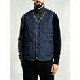thumbnail image 1 of Men's Sherpa Fleece Lined Quilted Vest, V‑Neck Snap Button Sleeveless Warm Gilet Jacket with Pockets, Lightweight Insulated Waistcoat for Fall Winter Daily Wear, 1 of 7
