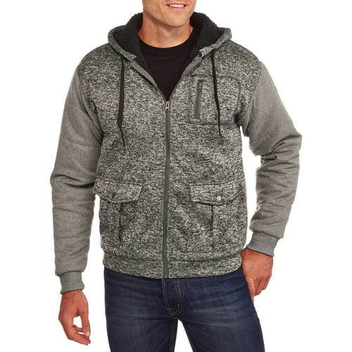 Men's Sherpa Hoodie With Contrast Sleeves, up to size 5XL - Walmart.com