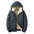 thumbnail image 1 of Men's Sherpa Hoodies Fuzzy Lined Jacket Quilted Down Coat Grey XXXXXL, 1 of 4