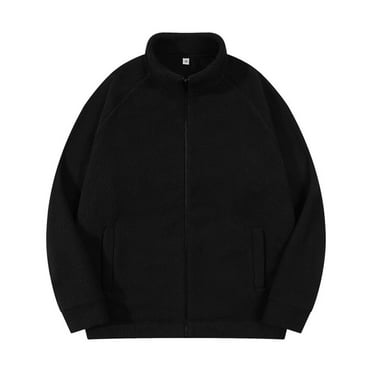 Men's Sherpa Jacket Fleece Full Zip Fuzzy Stand Collar Fall Winter Coat Lightweight Windproof Outerwear with Pocket