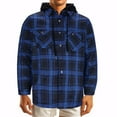 thumbnail image 1 of Men's Sherpa Lined Flannel Shirt Jacket Snap Button Down Plaid Jacket Shacket with Hood Winter Warm Coat Hoodies, 1 of 5
