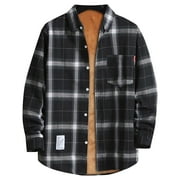 TQWQT Men's Sherpa Lined Flannel Shirt Jacket, Soft Long Sleeve Rugged Plaid Button up Jacket