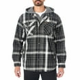 thumbnail image 1 of Men’s Sherpa-Lined Hooded Flannel Shirt Jacket Color: Black White Size: XL, 1 of 4