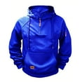 thumbnail image 1 of Men's Sherpa Lined Hooded Sweatshirts Fleece Pullover Basic Tops Warm Crewneck Winter Hoodies Blue XXXL, 1 of 3