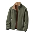 thumbnail image 1 of Men's Sherpa Lined Jackets Loose Long Sleeve Stand Collar Coats for Men Winter Fleece Lined Full Zip Up Jackets (Army Green 4XL), 1 of 6