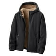 thumbnail image 1 of Men's Sherpa Lined Jackets Loose Long Sleeve Stand Collar Coats for Men Winter Fleece Lined Full Zip Up Jackets (Black 2XL), 1 of 6