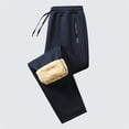 thumbnail image 1 of Men's Sherpa Lined Sweatpants Drawstring Elastic Joggers Pants (Dark Blue XXL), 1 of 3