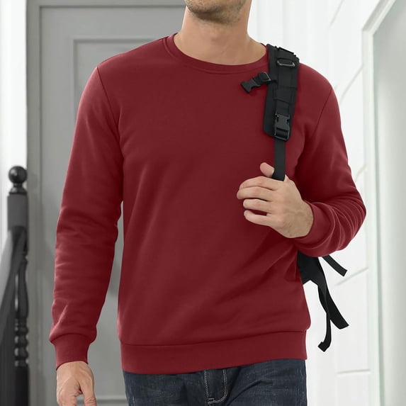 Men's Sherpa Lined Sweatshirts Pullover Basic Tops Warm Crewneck Winter Sweatshirt,Men's Warm Crewneck Sherpa Lined Sweatshirt Pullover Tops