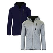 Mens Sherpa-Lined Zip-Up Fleece Hoodies 2-Pack