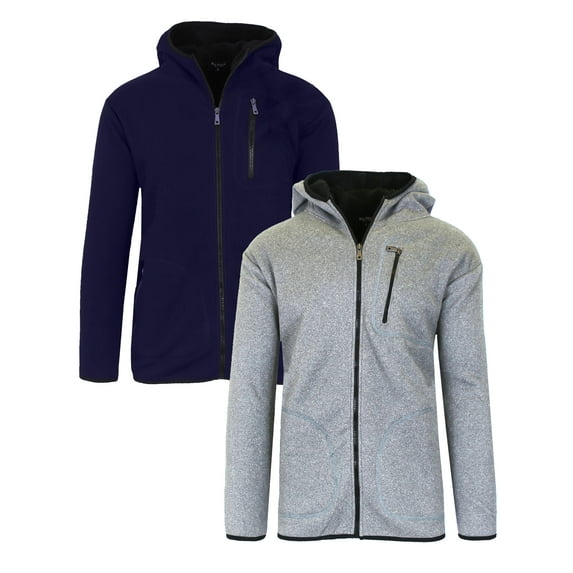 Men's Sherpa-Lined Zip-Up Fleece Hoodies (2-Pack)