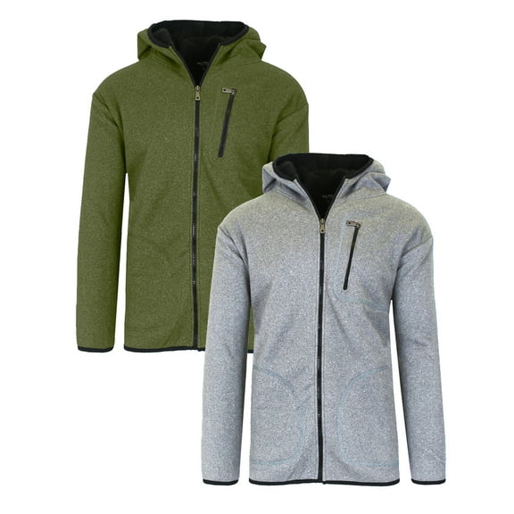 Men's Sherpa-Lined Zip-Up Fleece Hoodies (2-Pack)