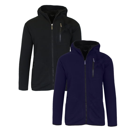 Men's Sherpa-Lined Zip-Up Fleece Hoodies (2-Pack)