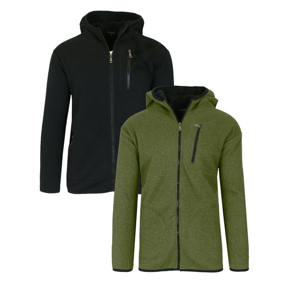 Men's Sherpa-Lined Zip-Up Fleece Hoodies (2-Pack)
