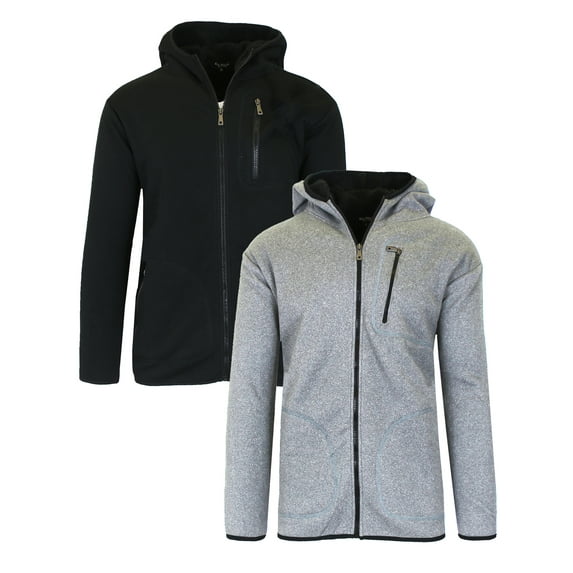 Men's Sherpa-Lined Zip-Up Fleece Hoodies (2-Pack)