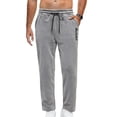 thumbnail image 1 of Men's Sherpa Pants Solid Color Fleece Lined Drawstring Trouser Warm Travel Lounge Pants Gray S, 1 of 9