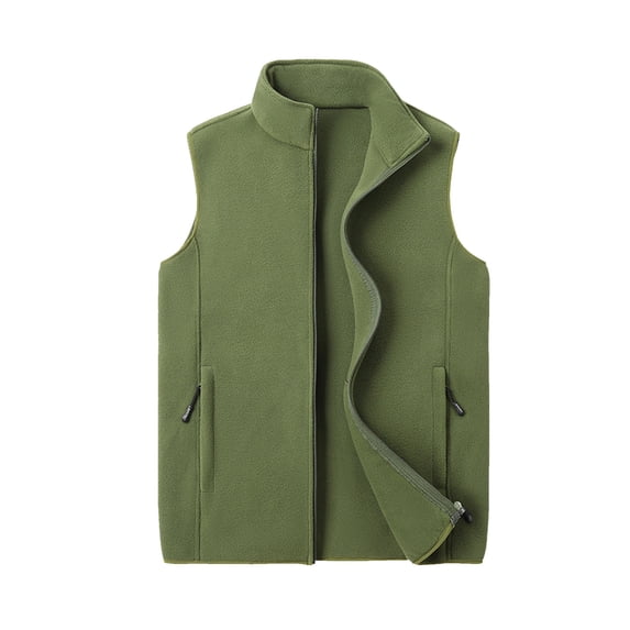 Men's Sherpa Polar Fleece Vest Full Zip up Winter Outerwear Vests Heavyweight Warm Cozy Fuzzy with Zipper Pockets Big and Tall Size M-6XL Army Green
