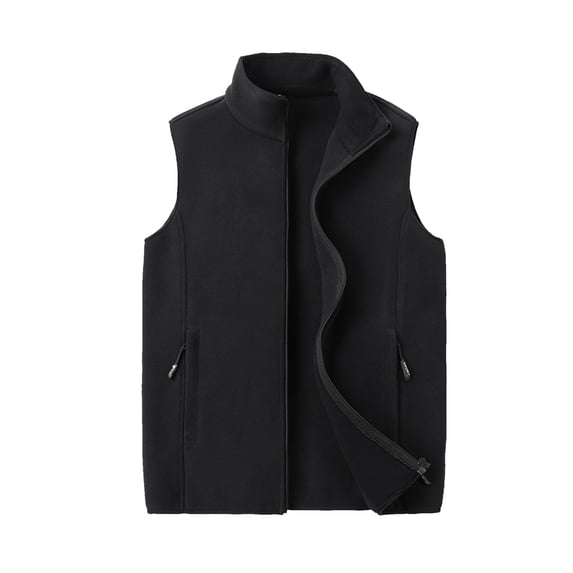Men's Sherpa Polar Fleece Vest Full Zip up Winter Outerwear Vests Heavyweight Warm Cozy Fuzzy with Zipper Pockets Big and Tall Size M-6XL Black