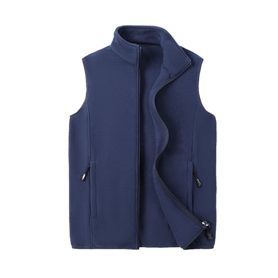 Men's Sherpa Polar Fleece Vest Full Zip up Winter Outerwear Vests Heavyweight Warm Cozy Fuzzy with Zipper Pockets Big and Tall Size M-6XL Dark Blue