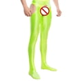 thumbnail image 1 of Men's Shiny Metallic Glossy Compression Pants Hollow Out Crotchless Tights Trousers Full-Length Pantyhose, 1 of 4