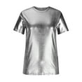 thumbnail image 1 of Men's Shiny Metallic Gold T Shirts Faux Leather Short Sleeve Crew Neck Tee Shirts Fashion Disco Nightclub Top, 1 of 4
