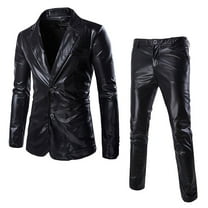 Men's Shiny Open Slim Fit One Button Two Piece Suit
