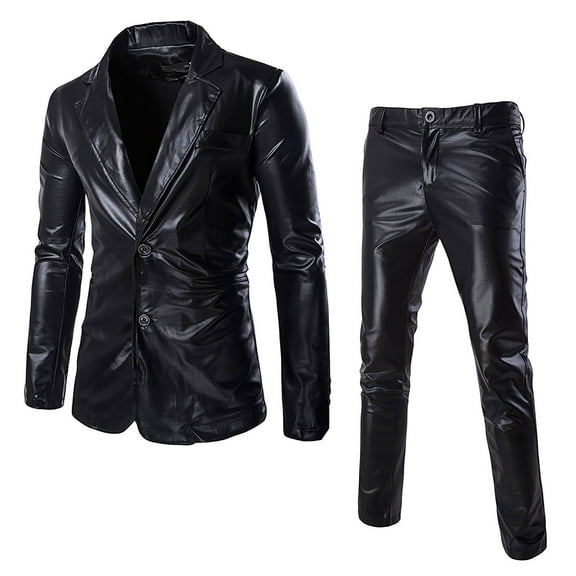 Men's Shiny Open Slim Fit One Button Two Piece Suit