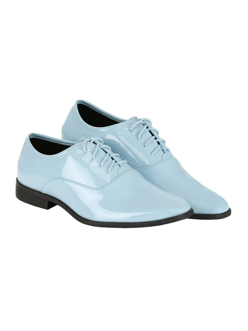 FUN Costumes Men's Shiny Powder Blue Tuxedo Shoes, Faux Patent