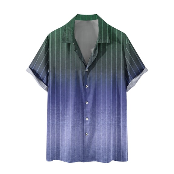 Men's Shirt for Beach Loose Casual Regular Fit Turn Down Collared Resort Shirts Button Down Summer Fashion Clothes for Male Short Sleeve Shirts Gradient Color Purple XXXL