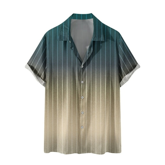 Men's Shirt for Beach Short Sleeve Shirts Turn Down Collared Resort Shirts Regular Fit Casual Loose Button Down Summer Fashion Clothes for Male Gradient Color Khaki XXL