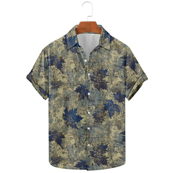 Men's Shirt Button Down Shirt Floral Print Short Sleeved Lapel Summer Beach Casual Shirt