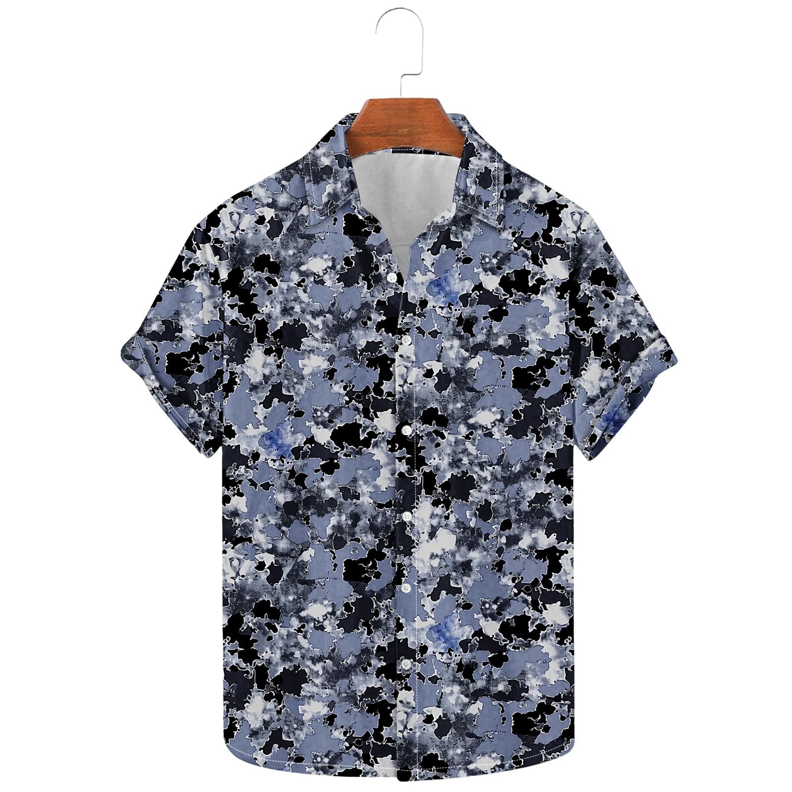 Heren Casual Button Down Shirts Korte Mouw Effen Kleur