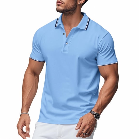 Men's Shirt, Casual Short Sleeve Mesh Knit Top with Button Collar, Breathable and Stretch Fabric for Summer and Casual Wear