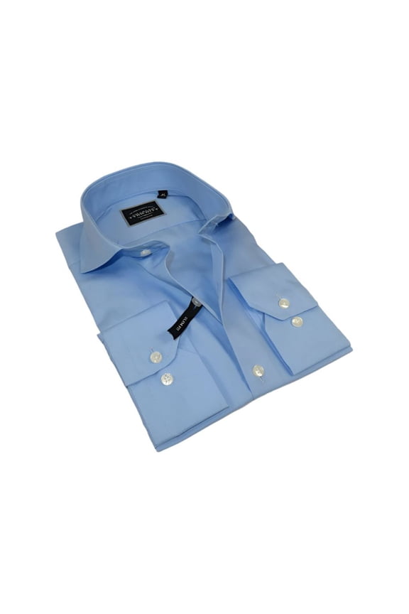 Men's Shirt Charles TYRWHITT 100% Cotton Cut-away Collar CHT-19 Blue