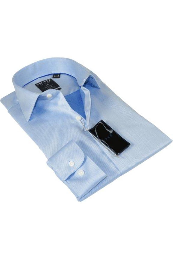 Men's Shirt Christopher Lena PROPER 100% Cotton Wrinkle Free p720ttsr Blue Slim
