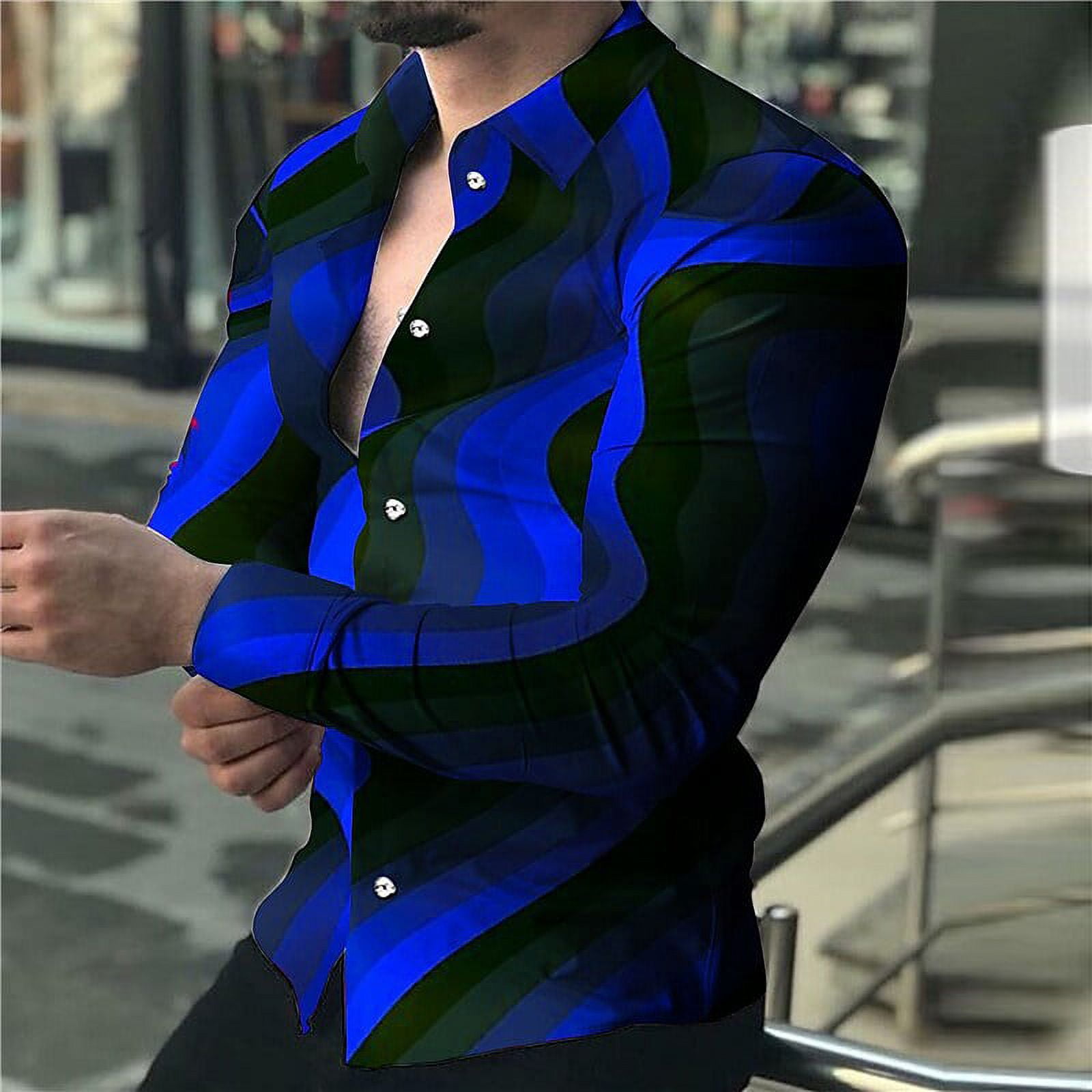 Men's Shirt Graphic Shirt Gradient Turndown Blue Orange Dark Gray Red 3D  Print Outdoor Street Long Sleeve Button-Down Print Clothing Apparel Fashion  Designer Casual Breathable / Summer / Spring 