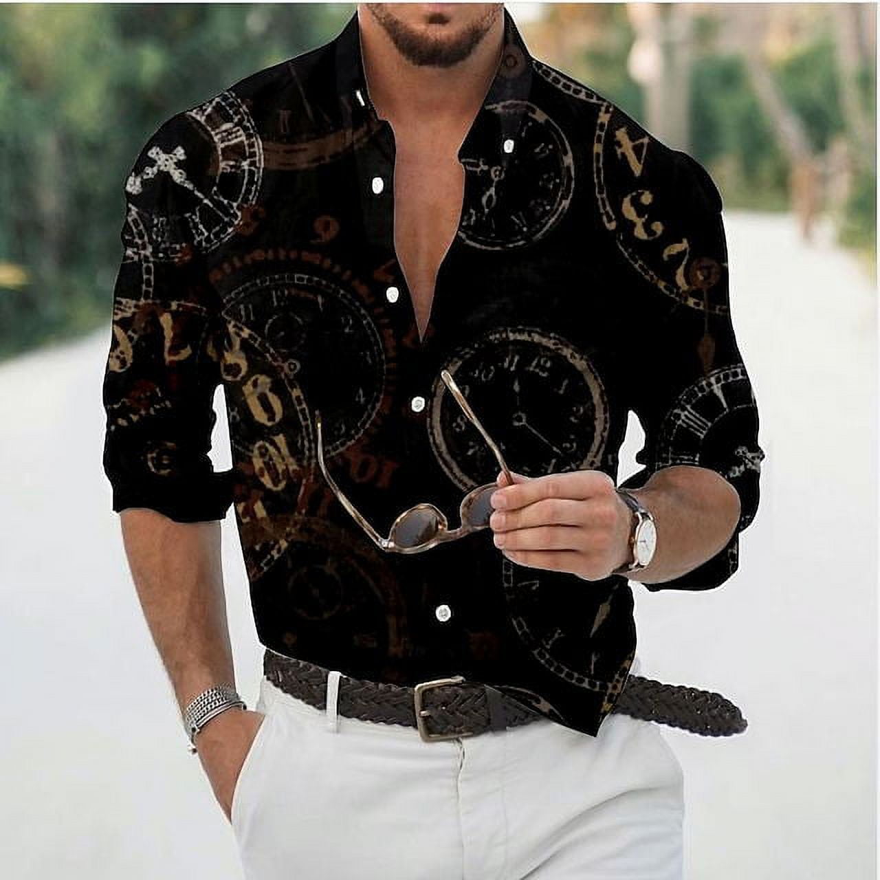 Men's Shirt Graphic Paisley Classic Collar Green Black Casual Daily Long  Sleeve Clothing Apparel Fashion Designer Classic