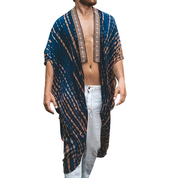 Men's Shirt Half Sleeve Ethnic Casual Printing Cape Shirt Coat Loose