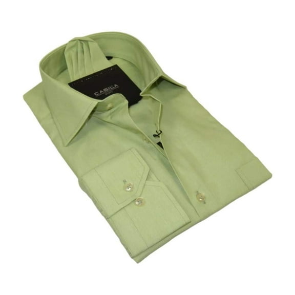 Men's Shirt Hankie CASILA Turkey Cotton Blend Long Sleeves 501770-18 Solid Green