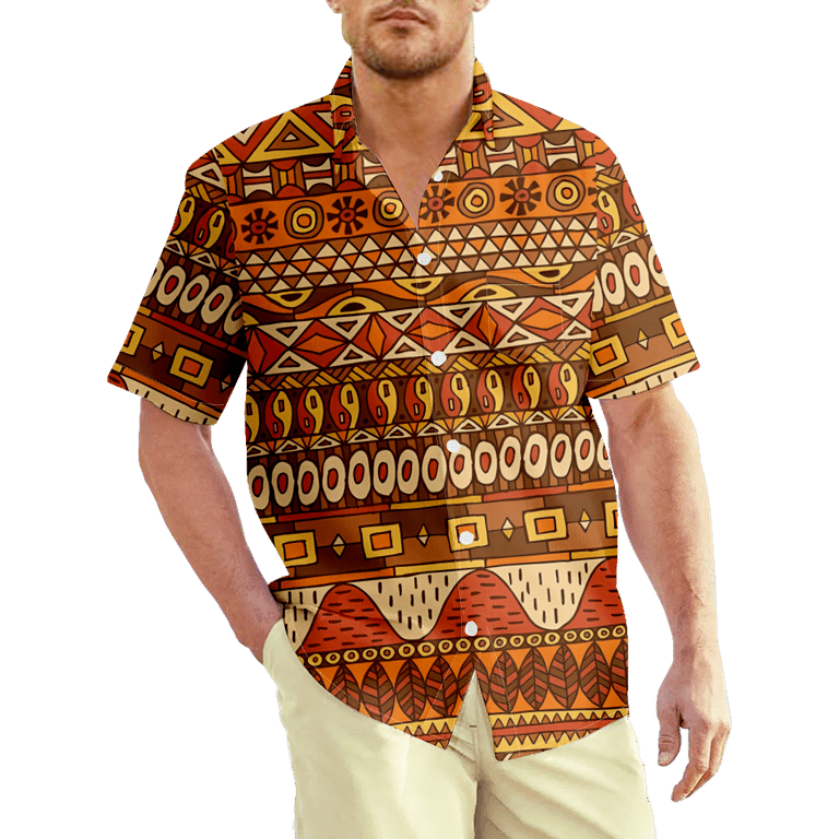 Men s Shirt Harajuku Ethnic Print Shirts for Men Vintage Clothes 2 Size Adult L Walmart