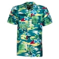 thumbnail image 1 of Men's Shirt Hawaiian Print Style Summer Button Down Beach Short Sleeve T-Shirt, Aqua, S, 1 of 3