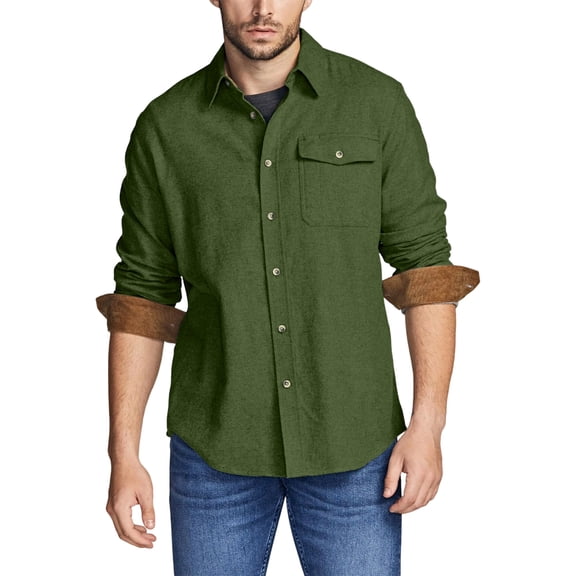 Men's Shirt Long Sleeve Casual Button Down Shirt, Brushed Soft Outdoor Work Shirts