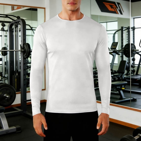 Men's Shirt Long Sleeve Cool Dry Workout Base Layer Undershirts for Running Basketball Cycling