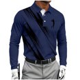 thumbnail image 1 of Men's Shirt Long Sleeve Quarter Button Lapel Collar Print Pullover Loungewear Dark Blue S, 1 of 3