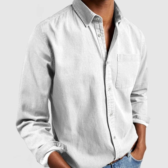 Men's Shirt Long Sleeve Untucked Casual Button Down Shirt With Pocket