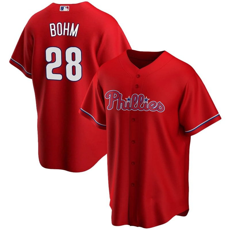 Men's Shirt Philadelphia_Phillie-s Red Jersey No.28 Alec Bohm Game Day ...